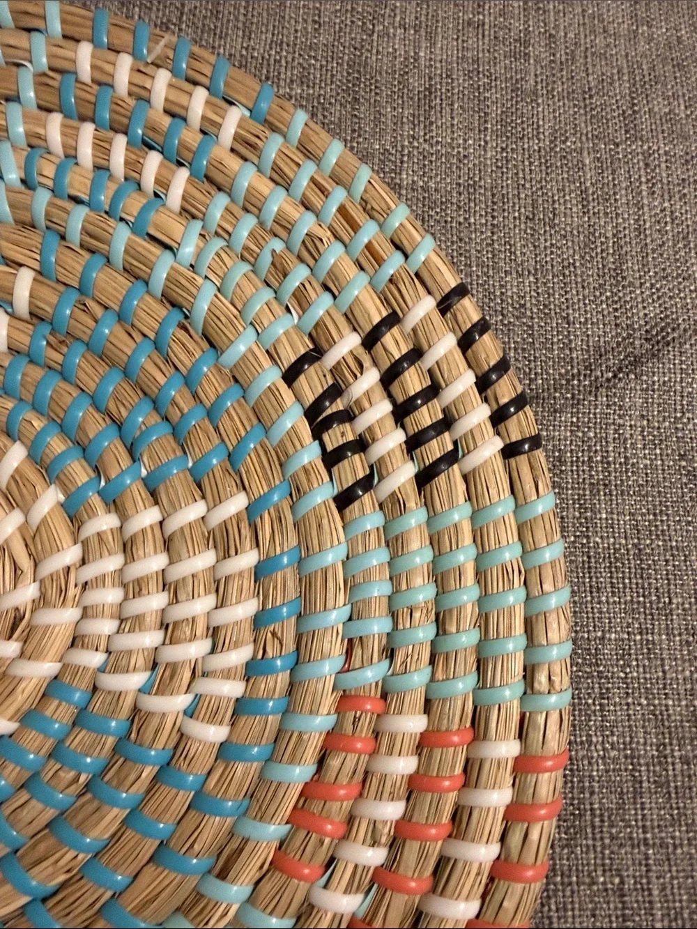 Woven basket wall hanging 11” round decor bohemian boho